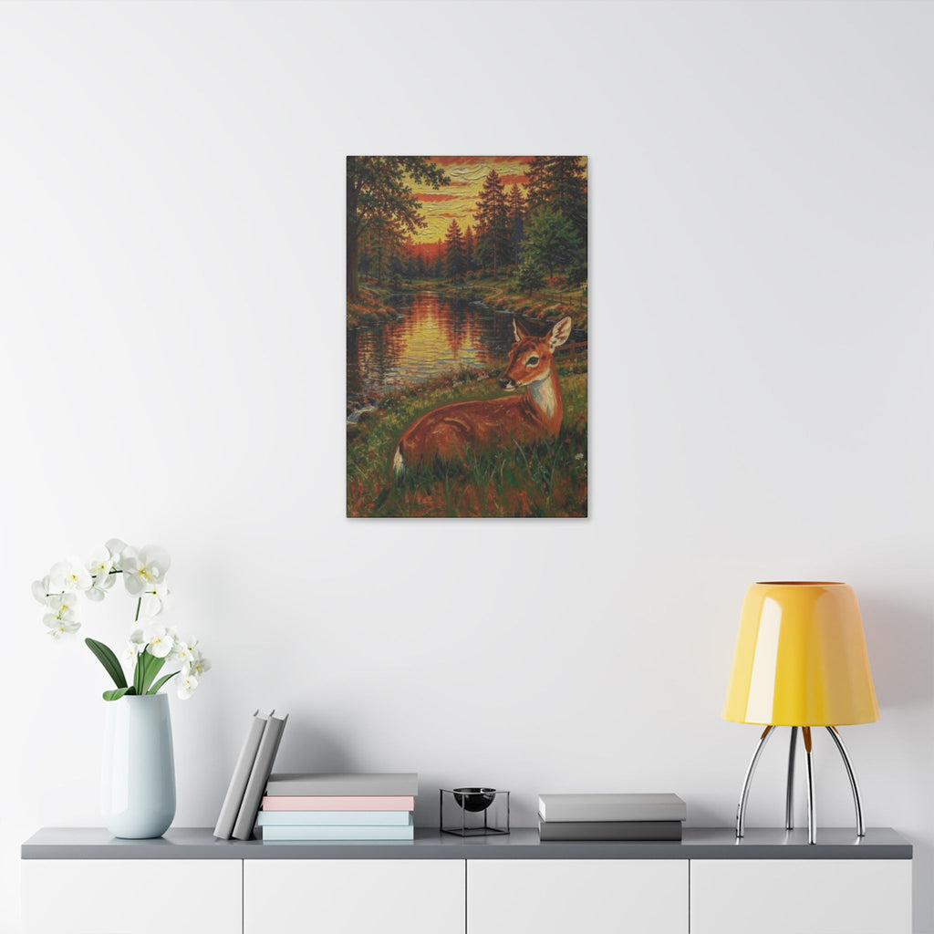 Twilight Guardian by the Woodland Stream  Classic Stretched Canvas