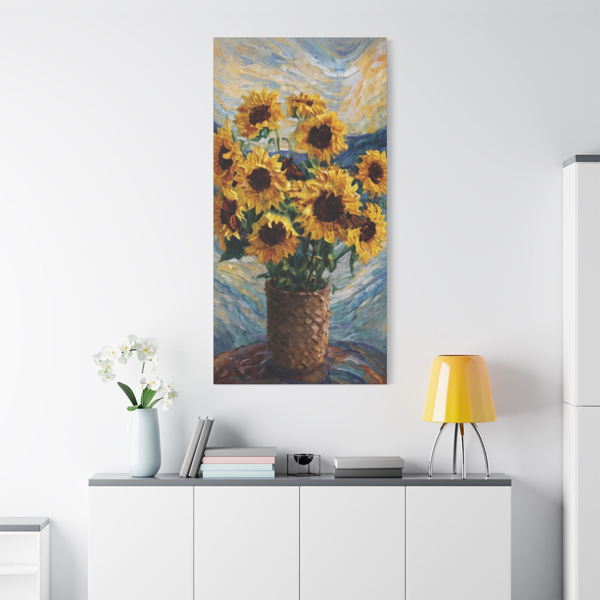 Sunflowers Beneath a Whirling Sky  Matte Canvas, Stretched, 1.25"
