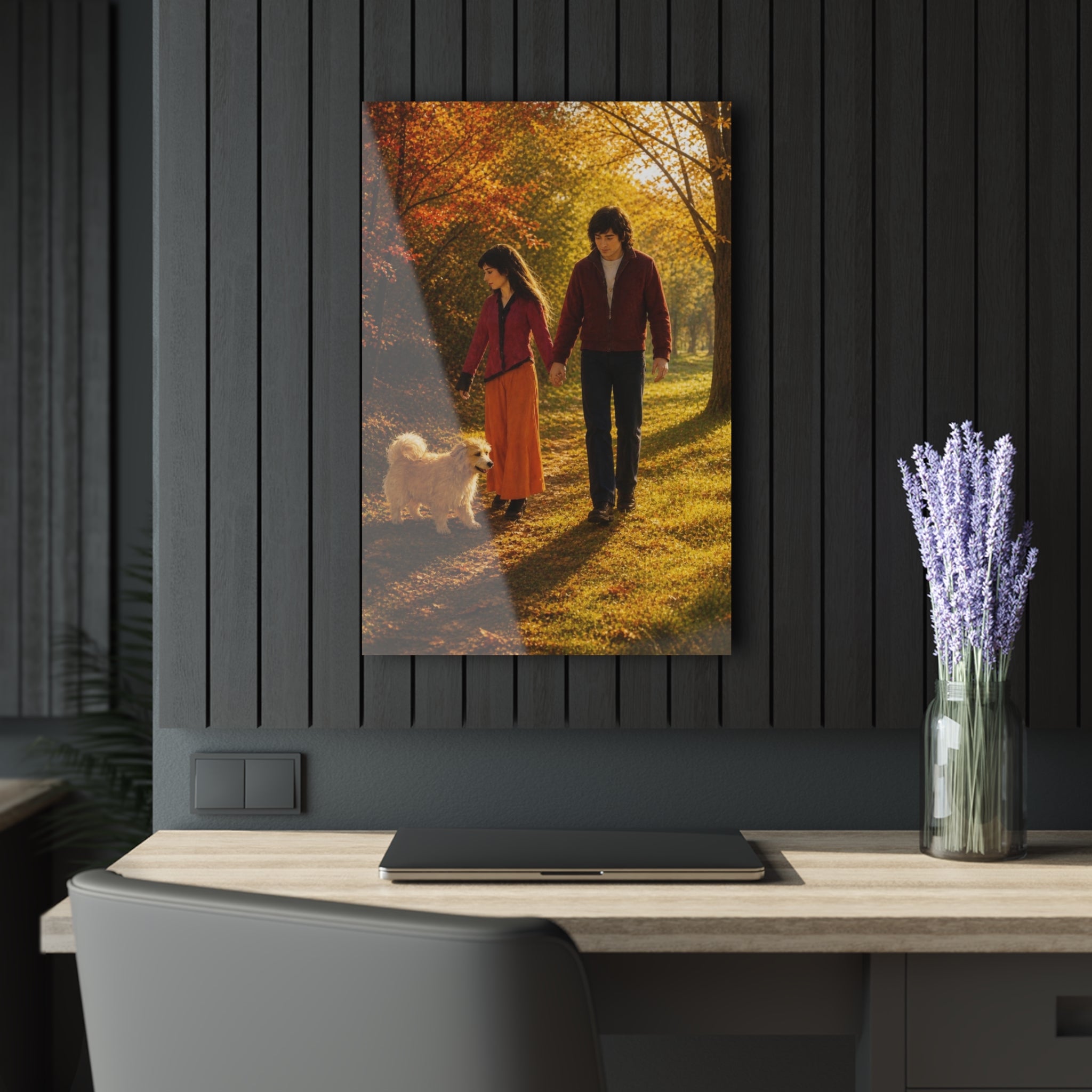 Autumn Stroll with a Faithful Friend Acrylic Prints (French Cleat Hanging)