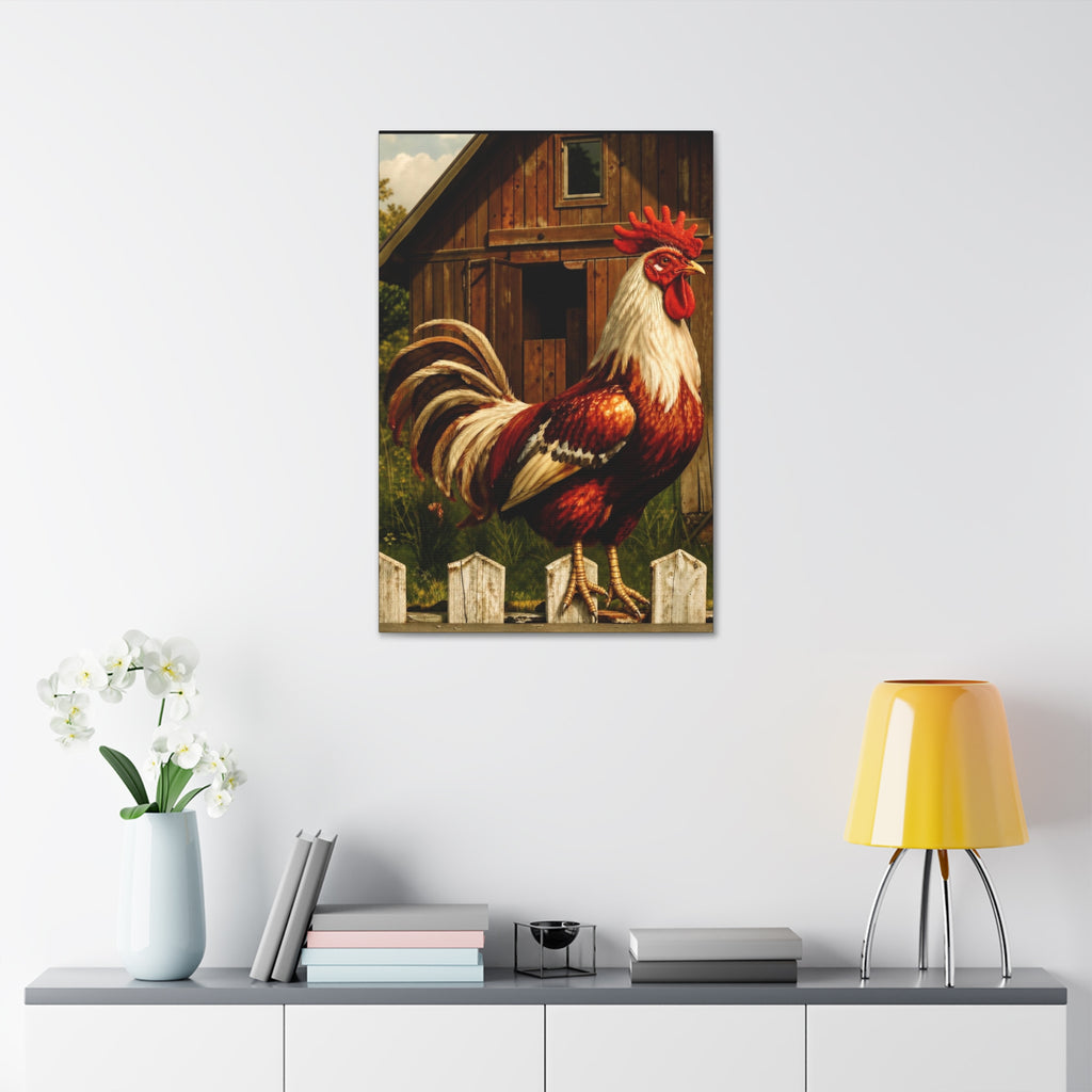 Barnyard Majesty: The Proud Rooster  Canvas Stretched, 1.5''