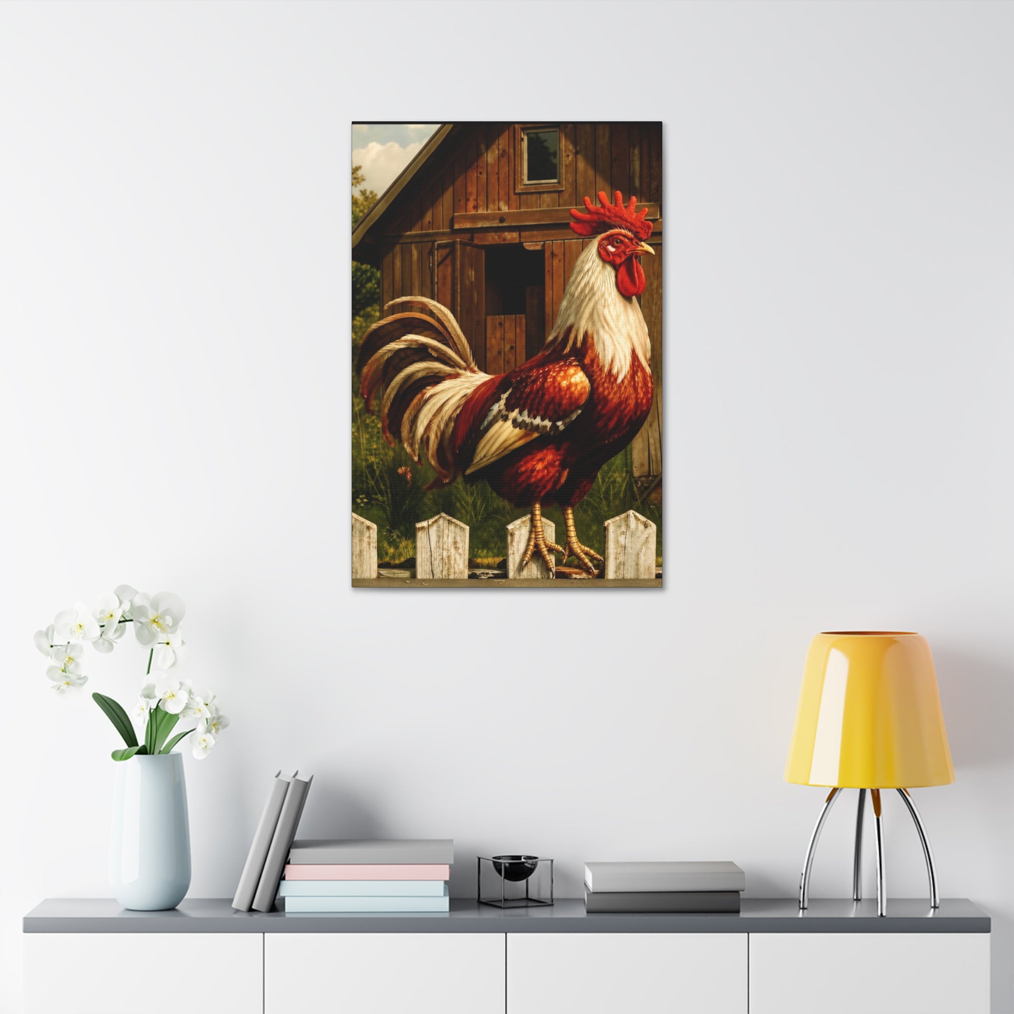 Barnyard Majesty: The Proud Rooster  Canvas Stretched, 1.5''