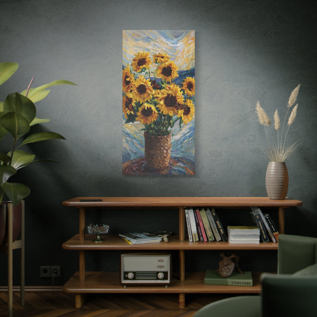 Sunflowers Beneath a Whirling Sky  Matte Canvas, Stretched, 1.25"