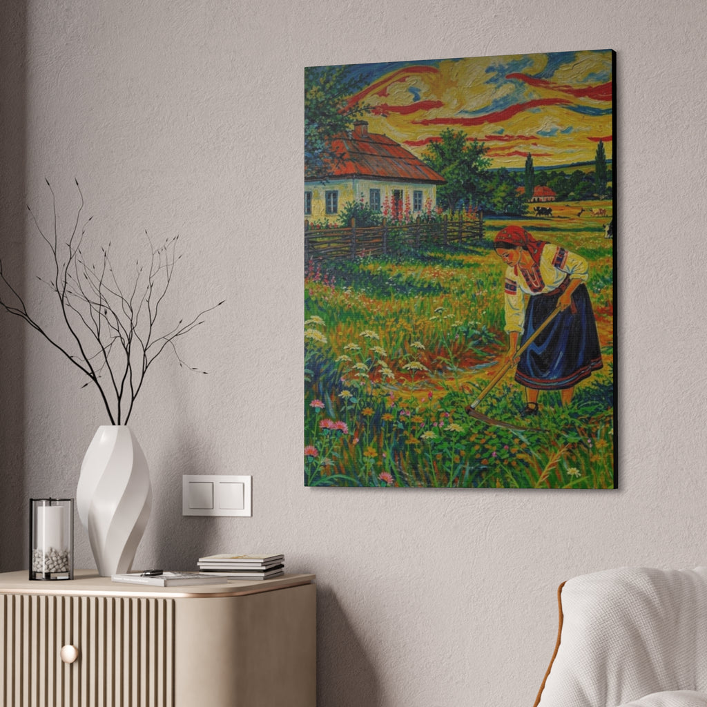 Harvesting Under a Golden Sky  Canvas Stretched, 1.5''
