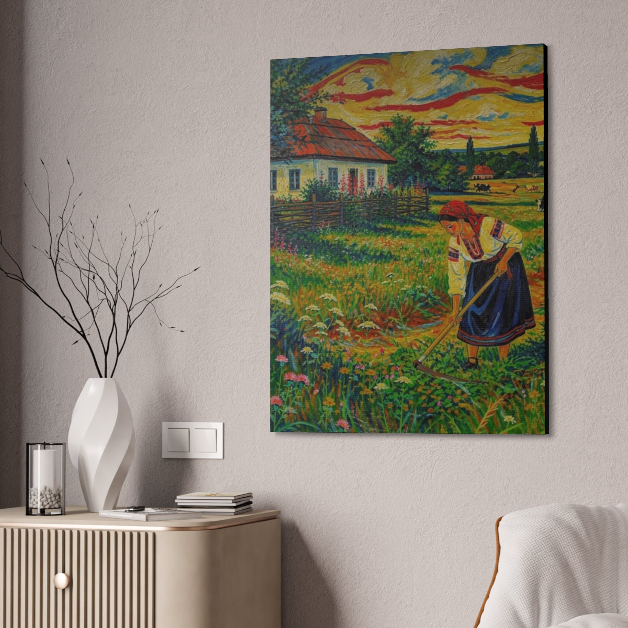 Harvesting Under a Golden Sky  Canvas Stretched, 1.5''