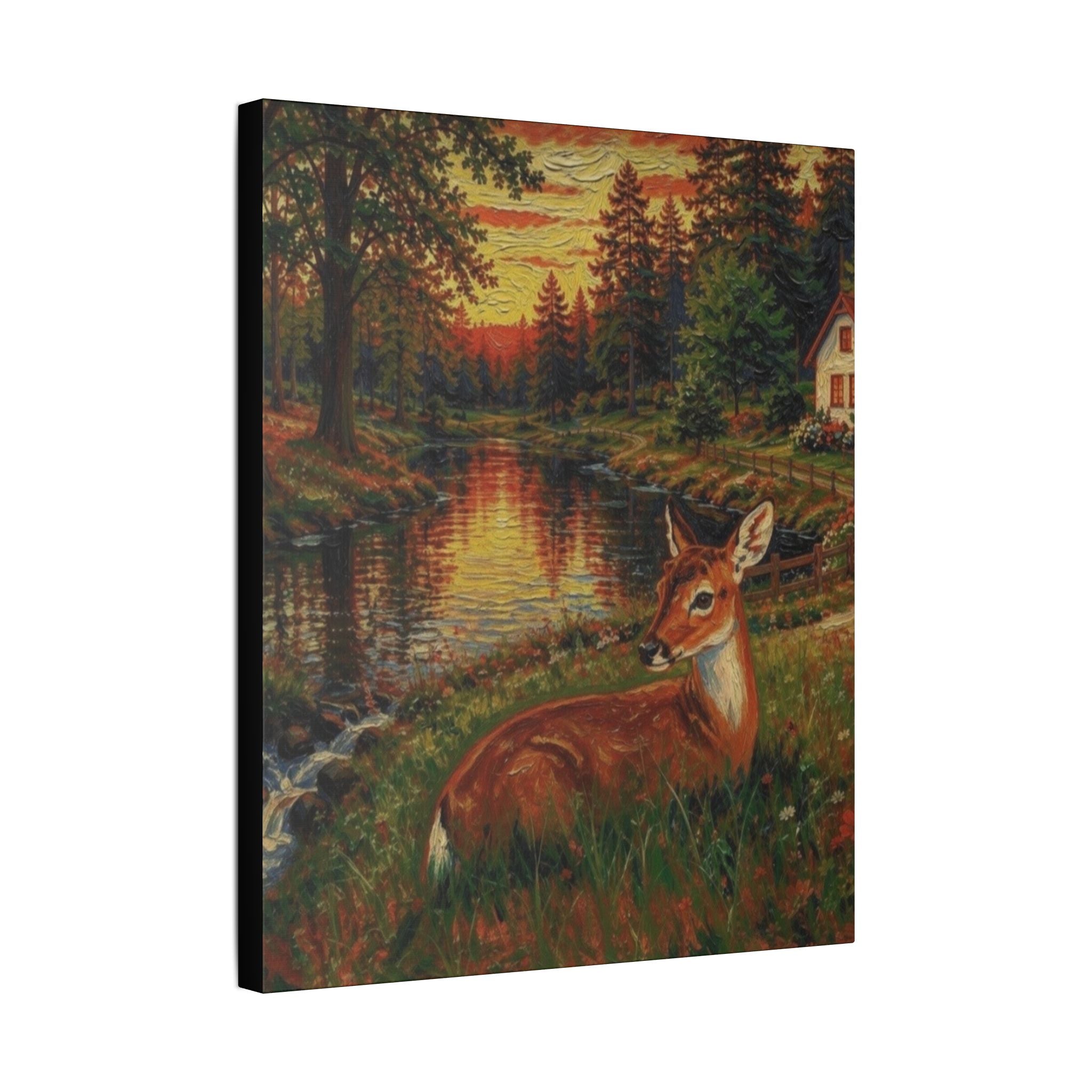 Twilight Guardian by the Woodland Stream  Classic Stretched Canvas