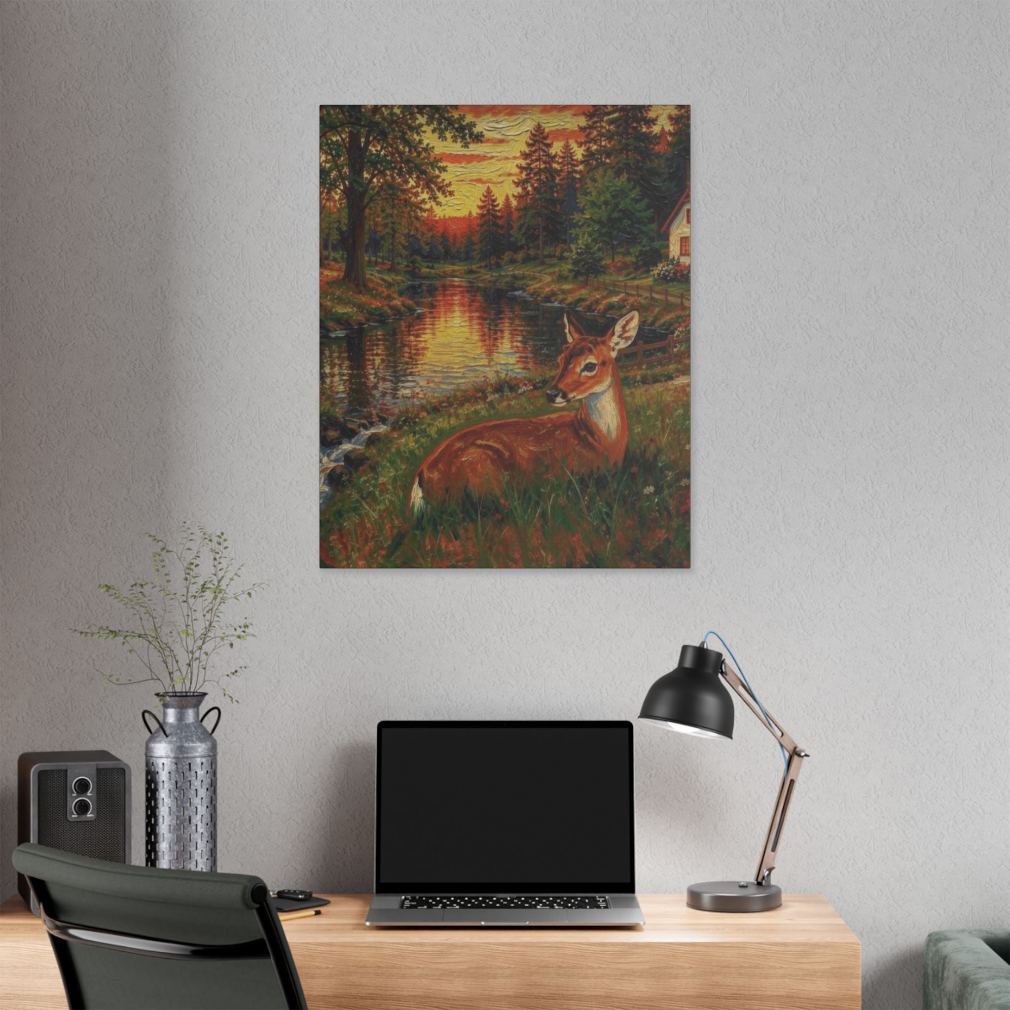 Twilight Guardian by the Woodland Stream  Classic Stretched Canvas