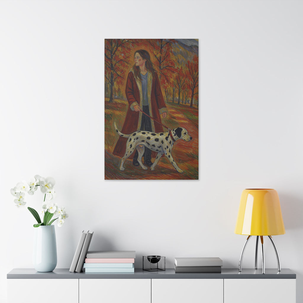 Autumn Stroll with a Friend  Classic Stretched Canvas