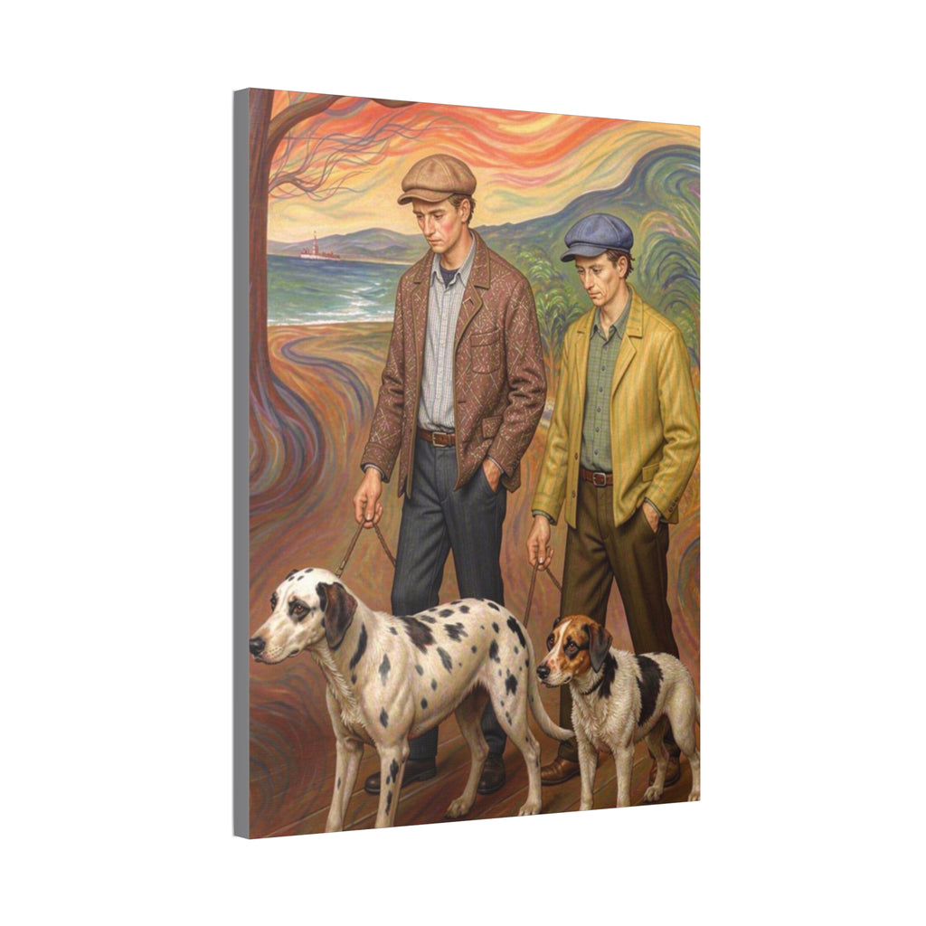Coastal Companions – Expressionist Dog Walk Art Print