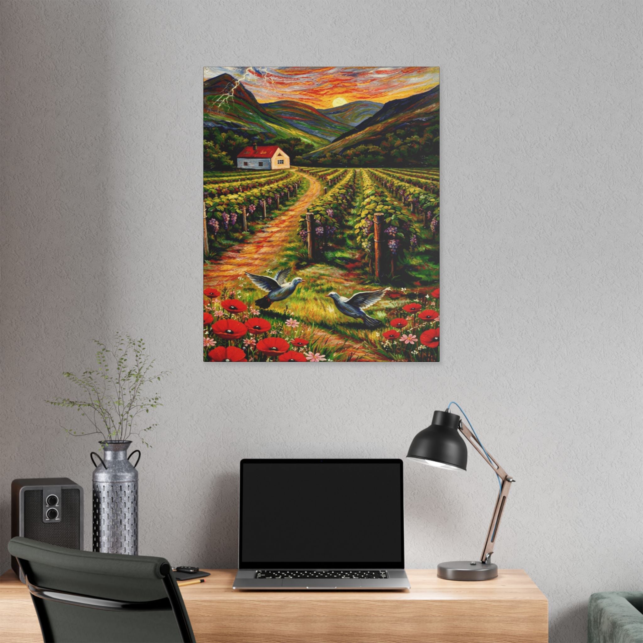 Sunset Over the Vineyard  Classic Stretched Canvas