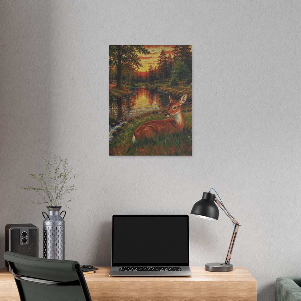 Twilight Guardian by the Woodland Stream  Classic Stretched Canvas