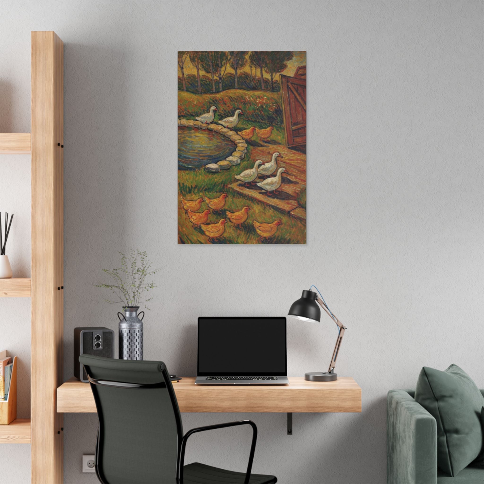 Peaceful Farmyard Gathering  Classic Stretched Canvas