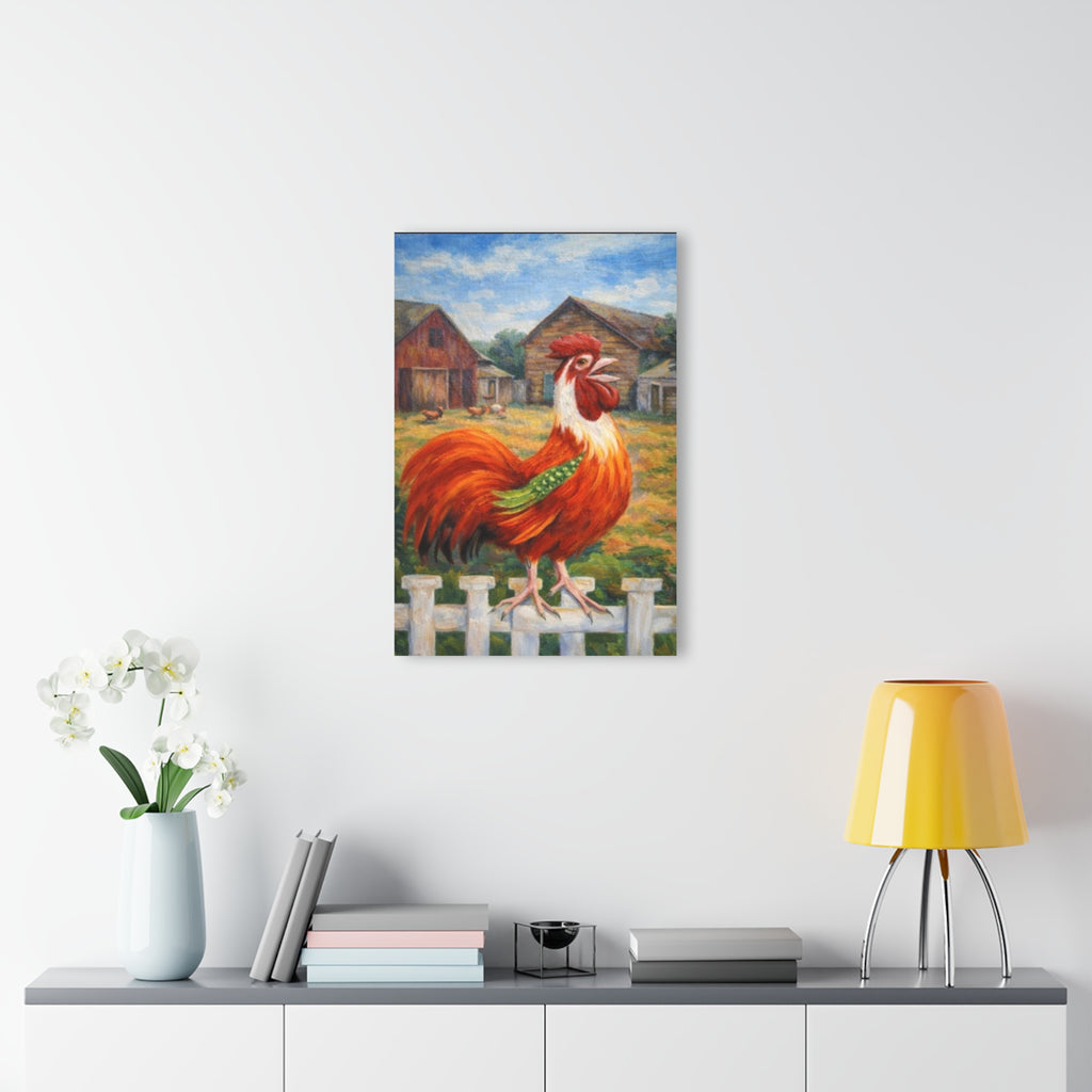 Morning Crow – Rustic Farm Rooster Canvas Art Acrylic Prints (French Cleat Hanging)