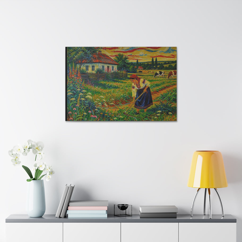 Harvesting Under a Golden Sky  Canvas Stretched, 1.5''