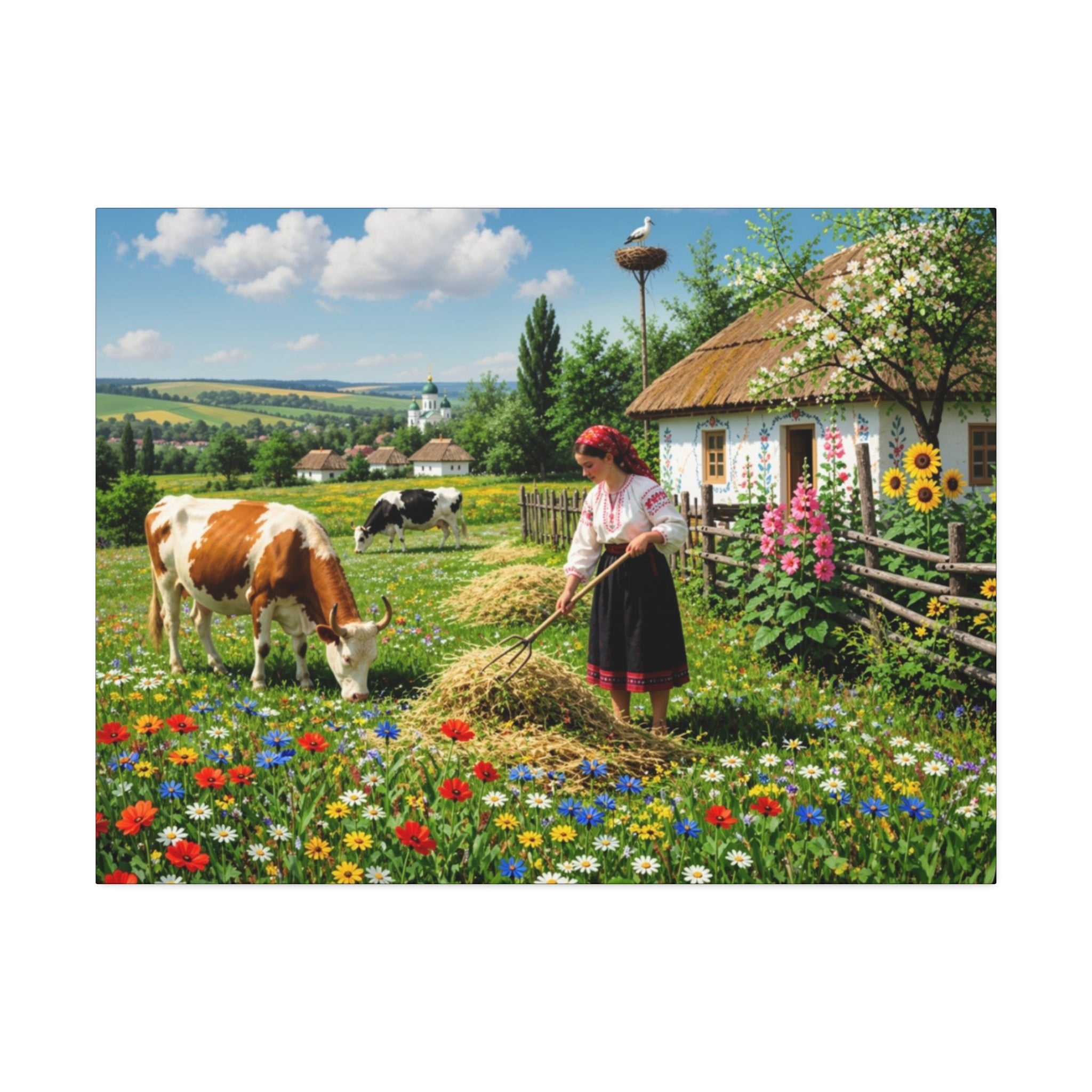 Wildflower Harvest – Rustic Countryside Farmhouse Canvas Art Stretched, 1.5''