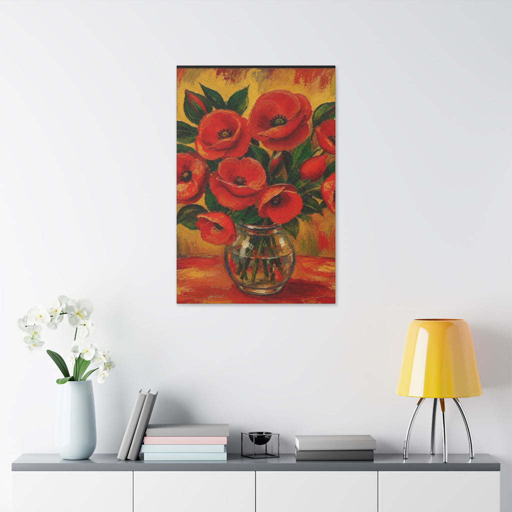 Crimson Poppies in Golden Light  Classic Stretched Canvas