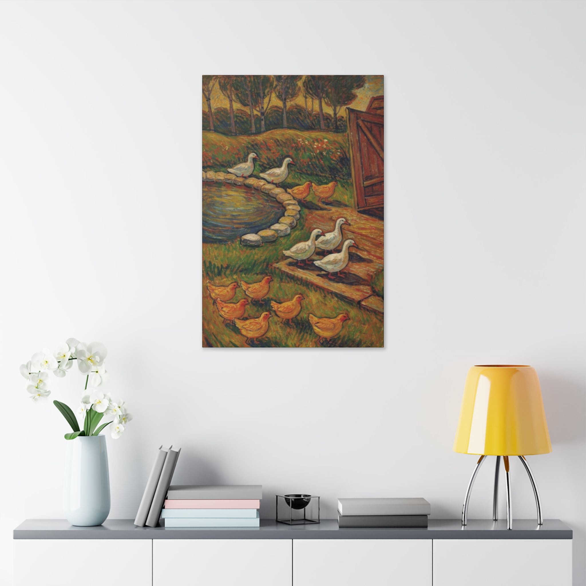 Peaceful Farmyard Gathering  Classic Stretched Canvas