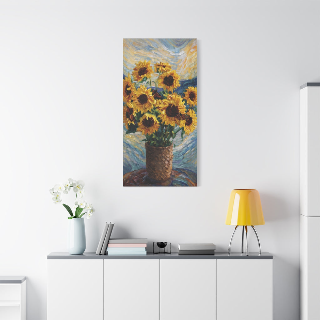 Sunflowers Beneath a Whirling Sky  Matte Canvas, Stretched, 1.25"