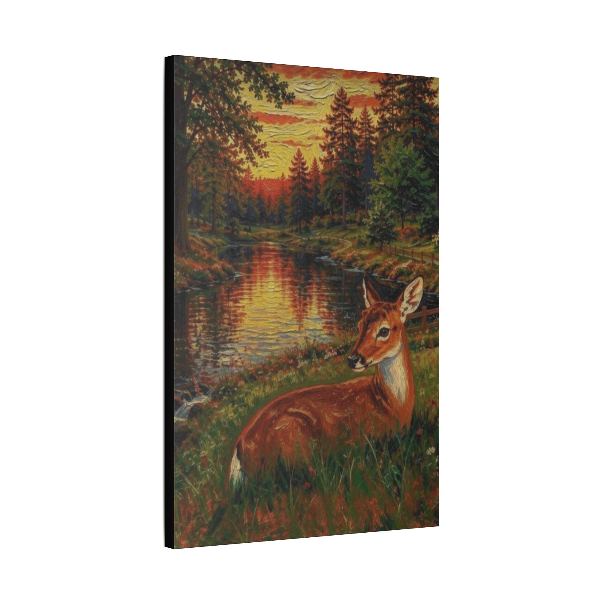 Twilight Guardian by the Woodland Stream  Classic Stretched Canvas