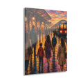 Journey at Sunset  Impressionist Train Station Canvas Art