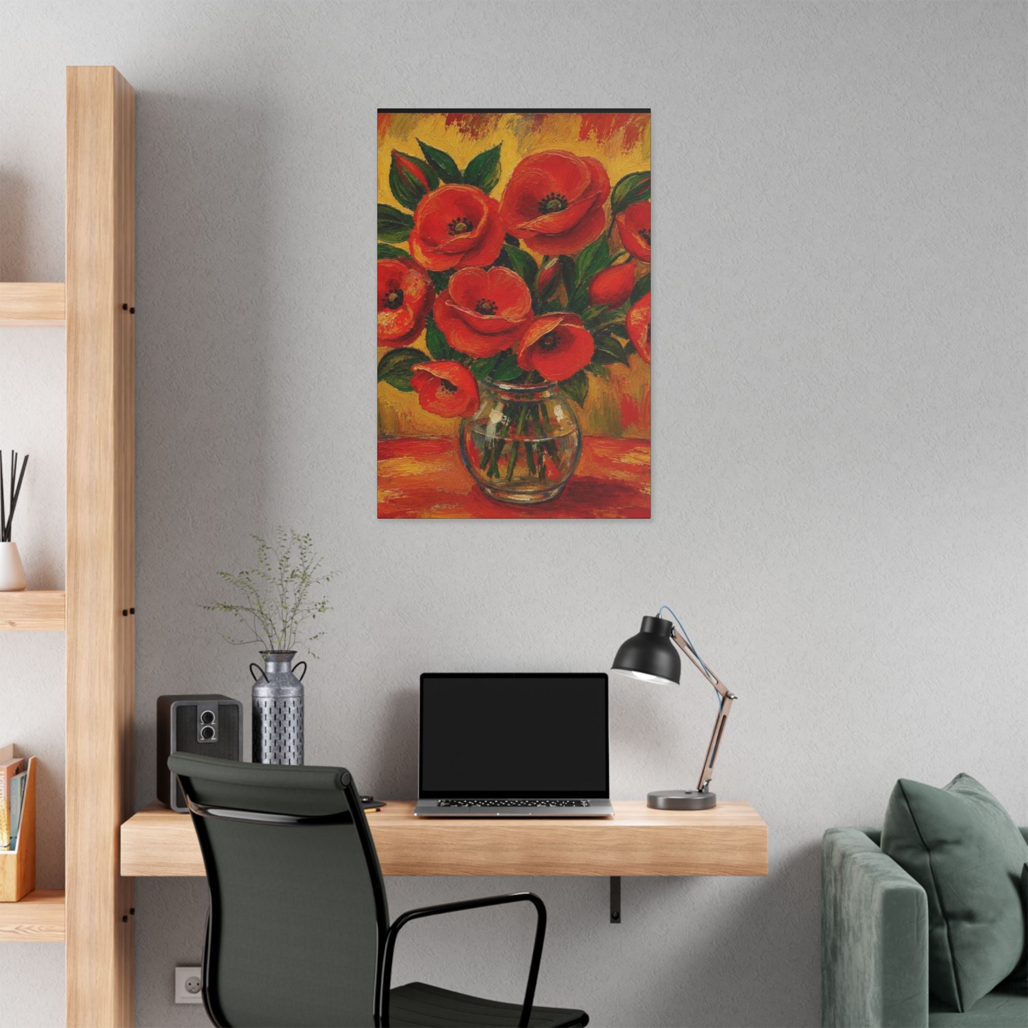 Crimson Poppies in Golden Light  Classic Stretched Canvas