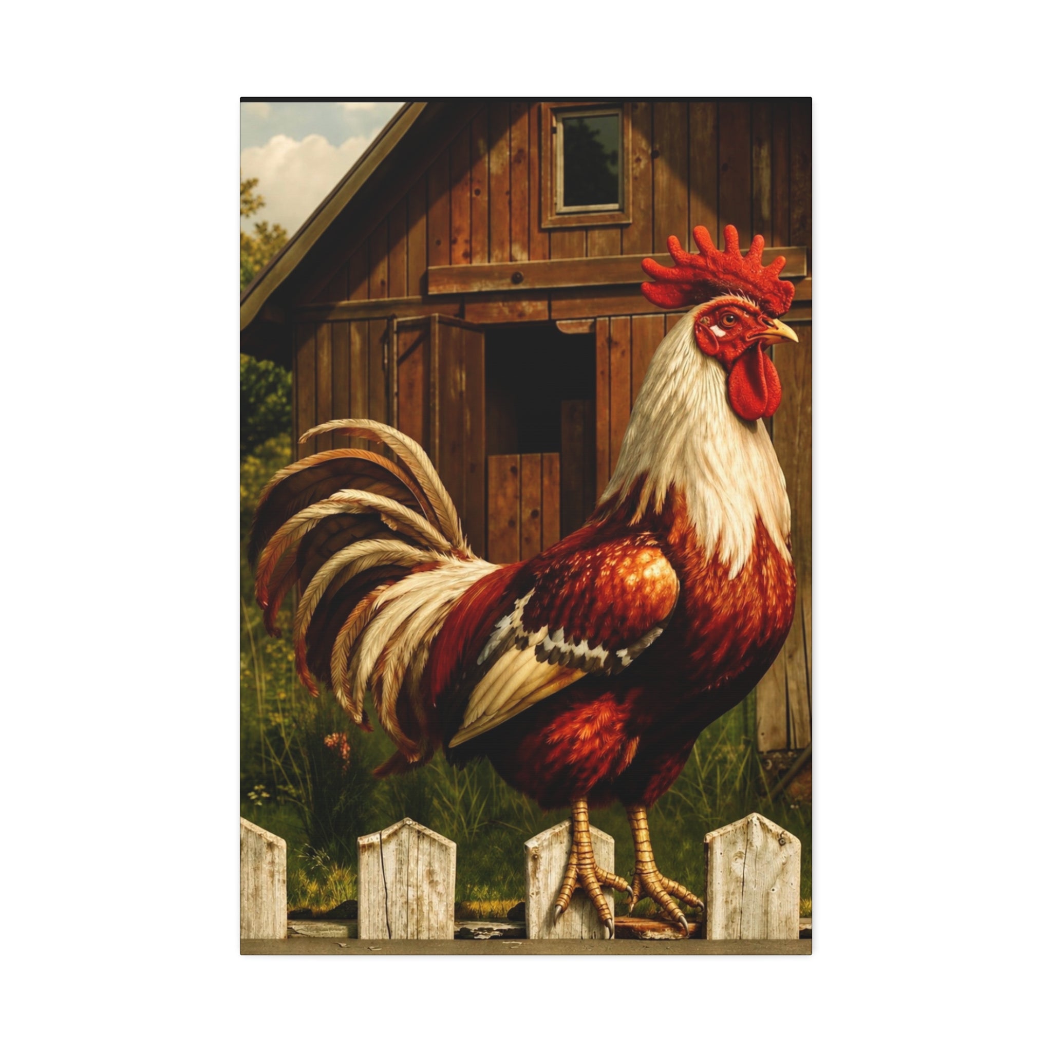 Barnyard Majesty: The Proud Rooster  Canvas Stretched, 1.5''