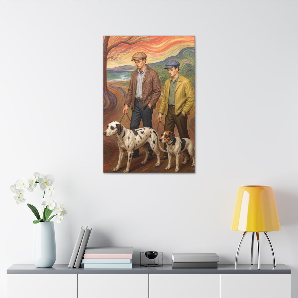 Coastal Companions – Expressionist Dog Walk Art Print