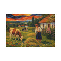 Harvesting Under a Golden Sky  Canvas Stretched, 1.5''