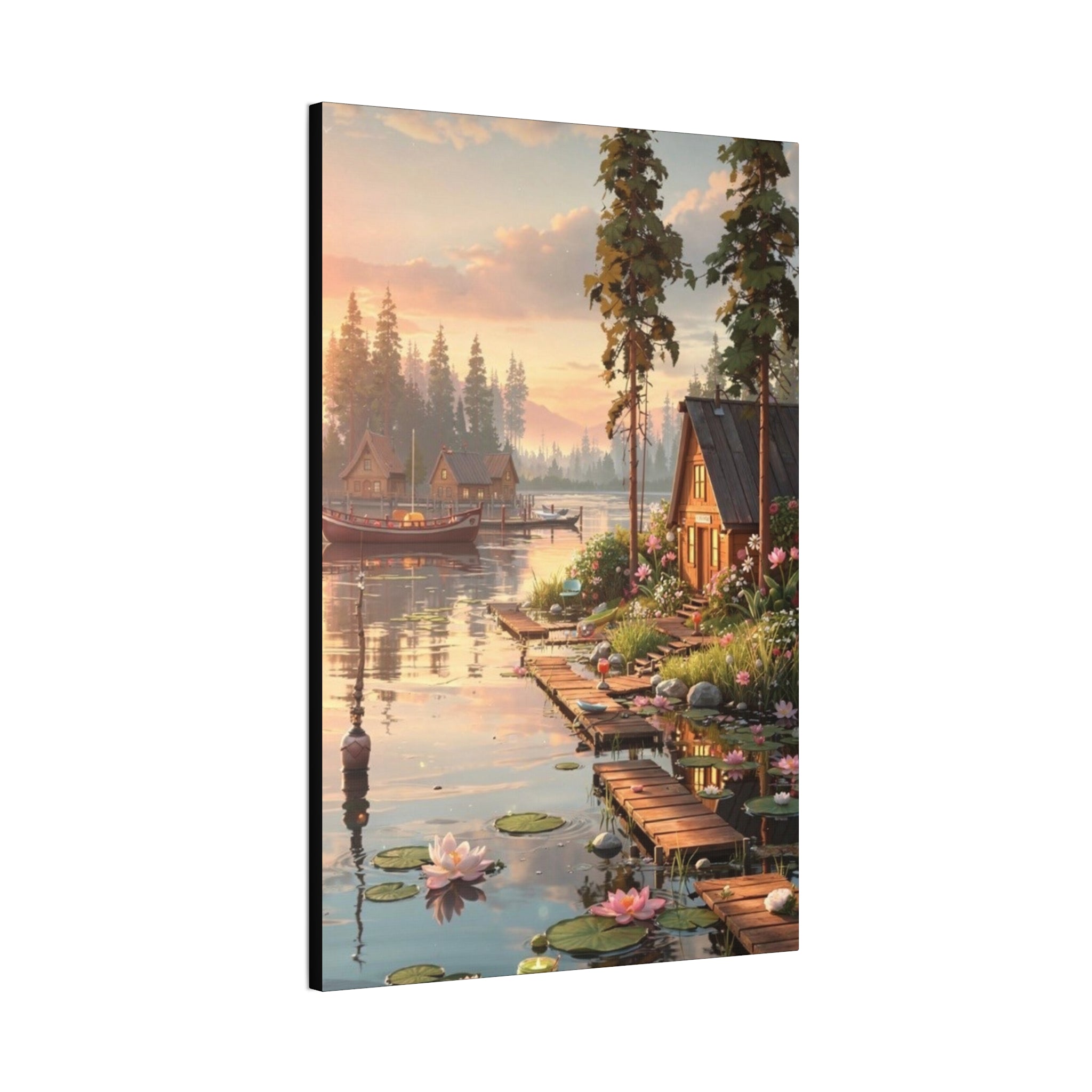 Lakeside Dreams at Dawn   Canvas Stretched, 0.75"