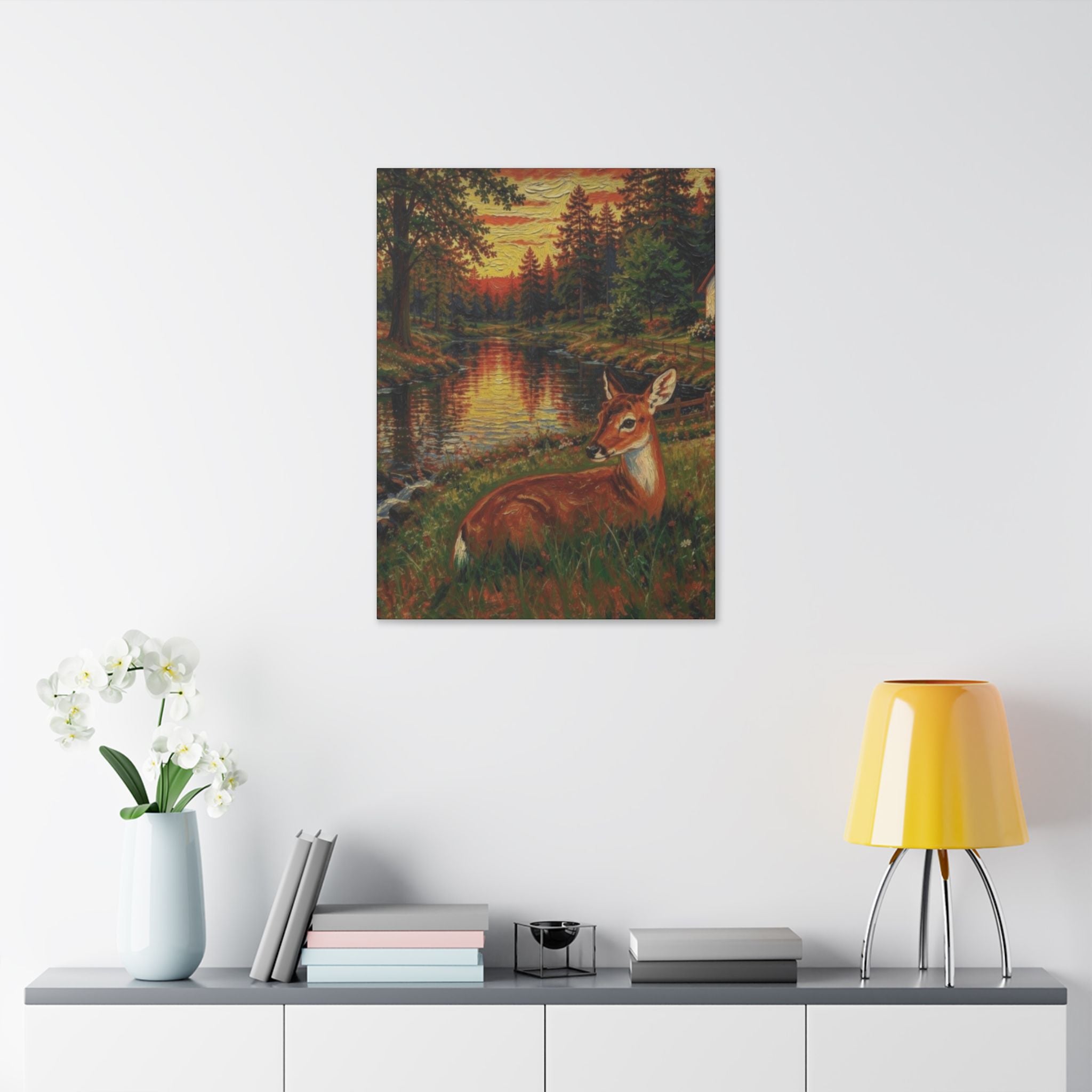 Twilight Guardian by the Woodland Stream  Classic Stretched Canvas