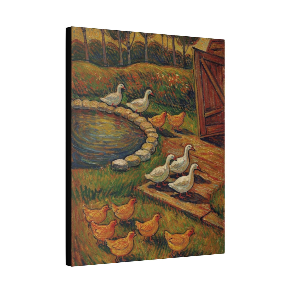 Peaceful Farmyard Gathering  Classic Stretched Canvas