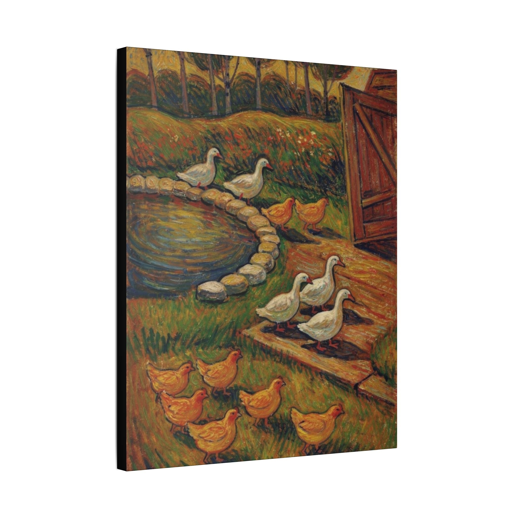 Peaceful Farmyard Gathering  Classic Stretched Canvas