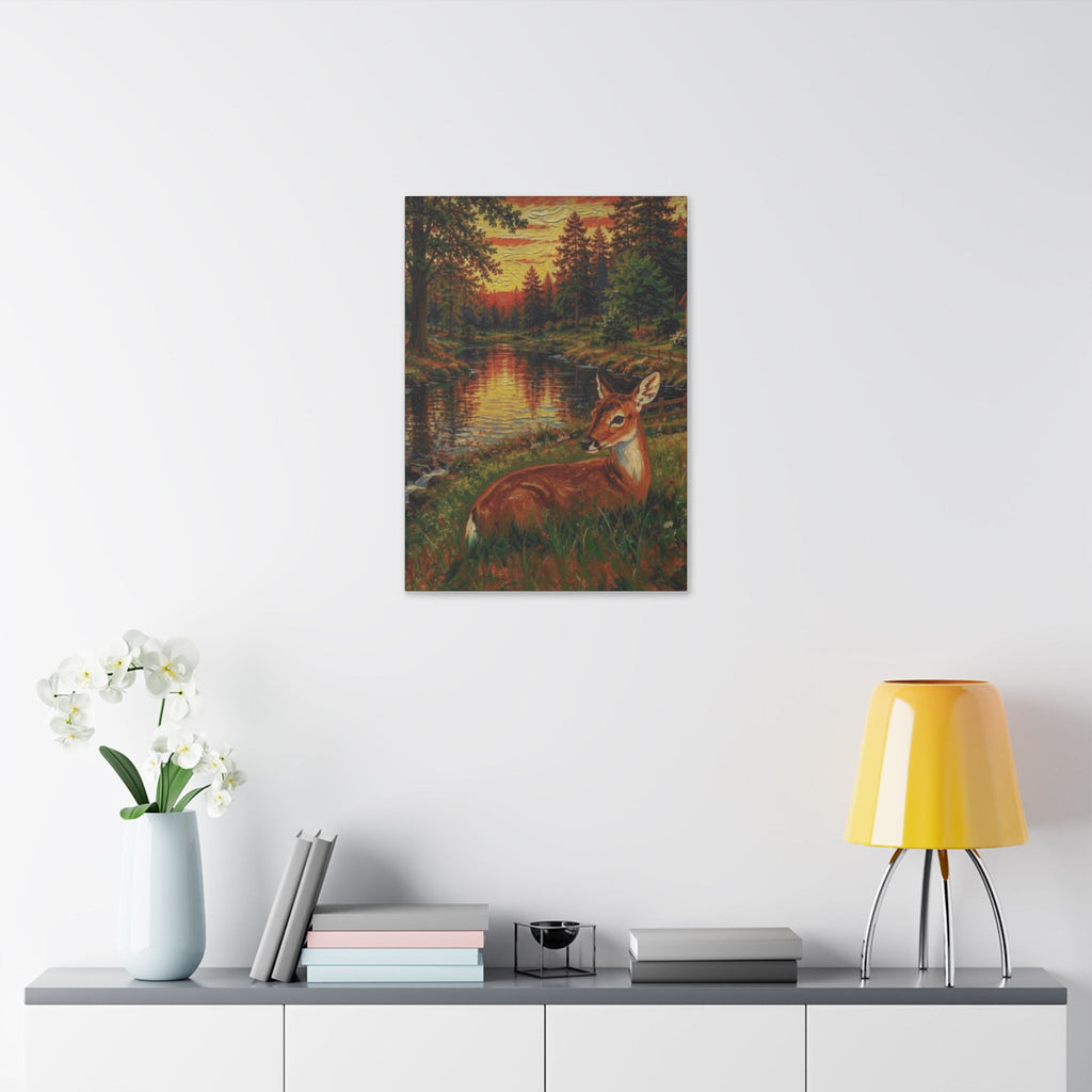 Twilight Guardian by the Woodland Stream  Classic Stretched Canvas