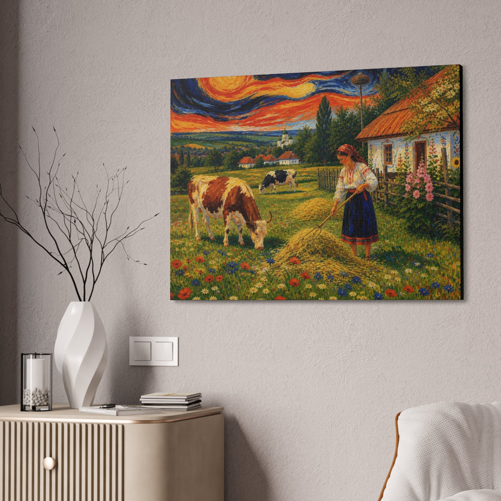 Harvesting Under a Golden Sky  Canvas Stretched, 1.5''