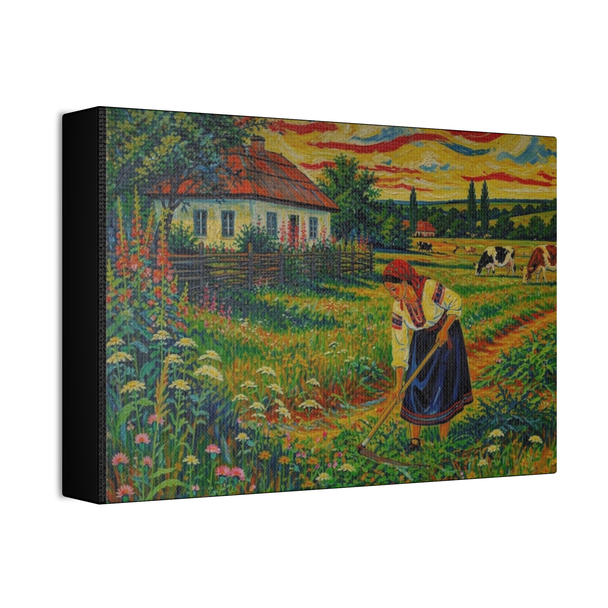 Harvesting Under a Golden Sky  Canvas Stretched, 1.5''