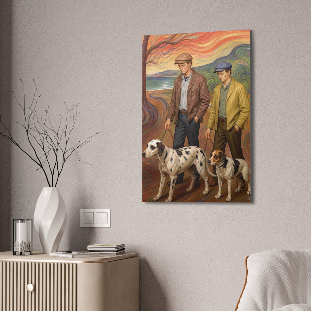 Coastal Companions – Expressionist Dog Walk Art Print