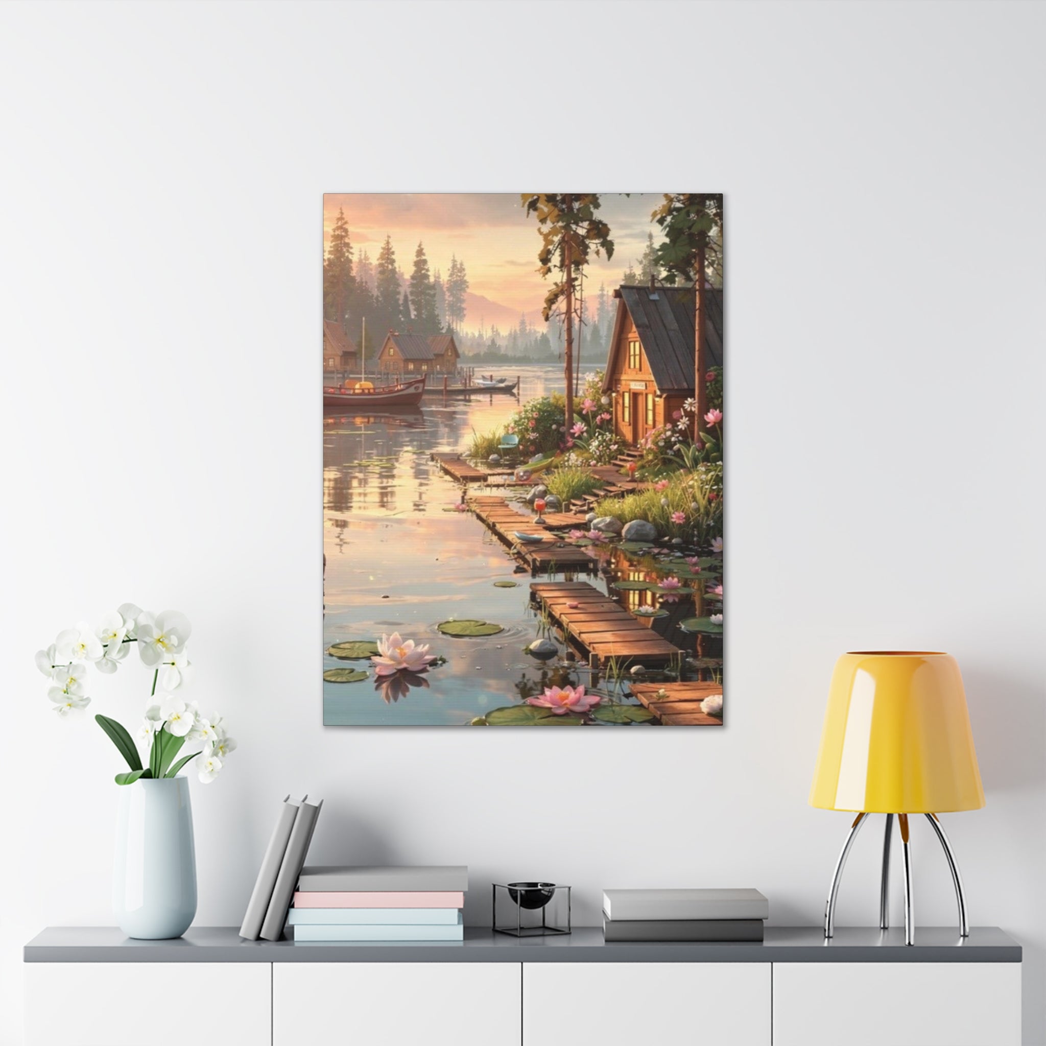 Lakeside Dreams at Dawn   Canvas Stretched, 0.75"