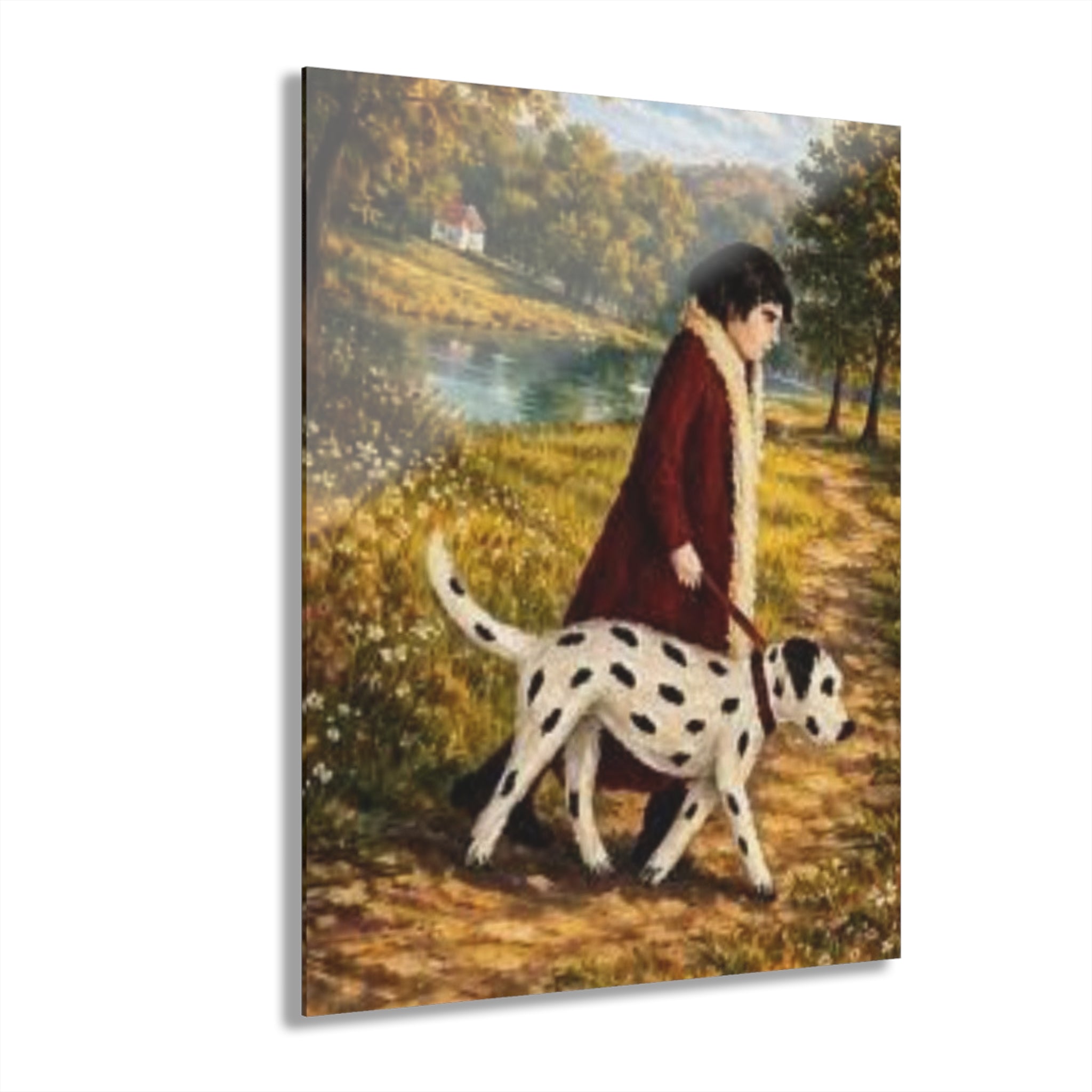 Lakeside Walk with a Loyal Companion Acrylic Prints (French Cleat Hanging)
