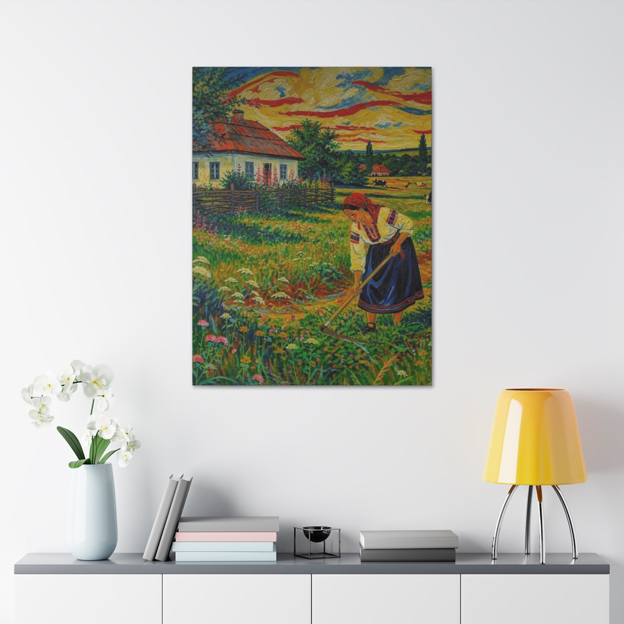 Harvesting Under a Golden Sky  Canvas Stretched, 1.5''