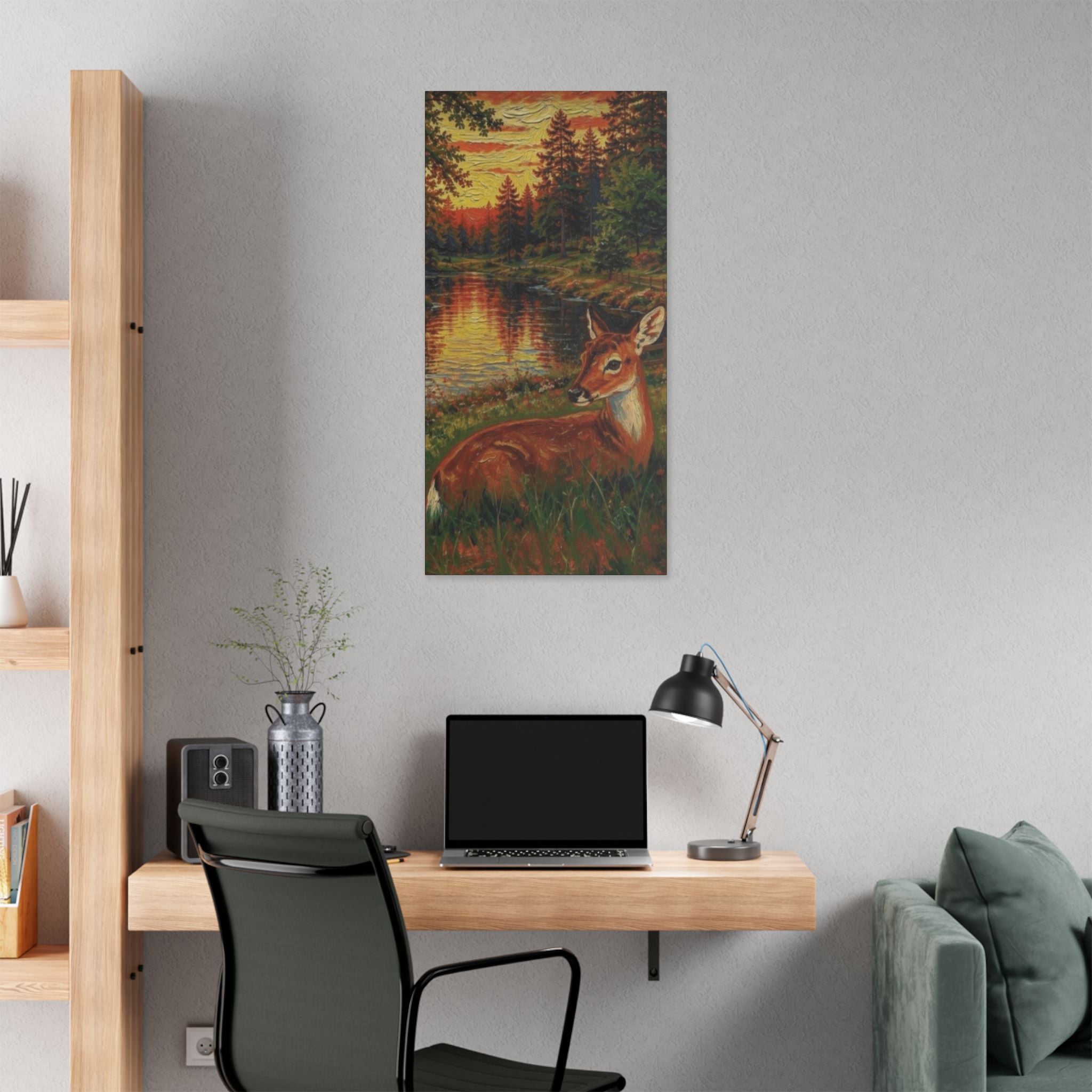 Twilight Guardian by the Woodland Stream  Classic Stretched Canvas