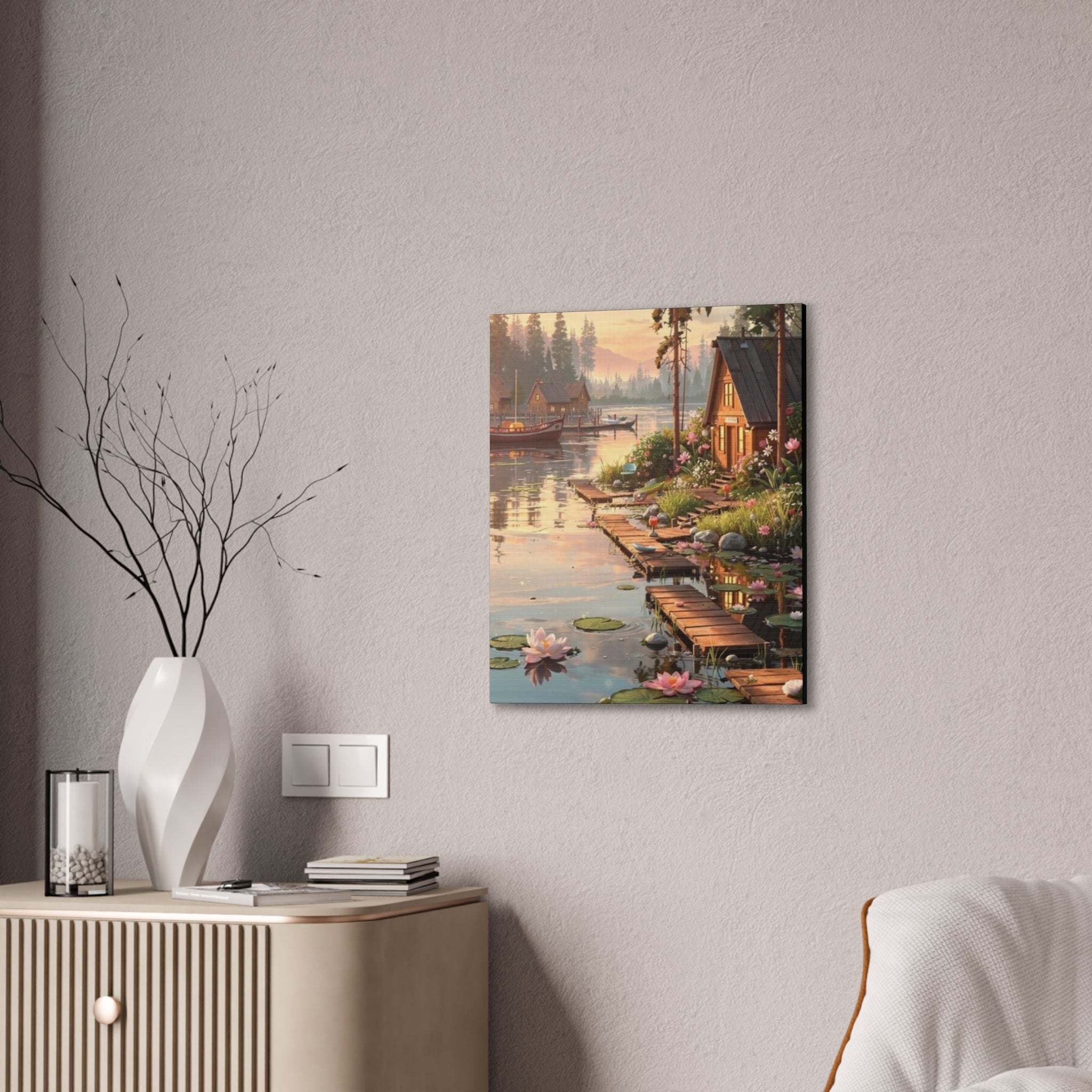 Lakeside Dreams at Dawn   Canvas Stretched, 0.75"