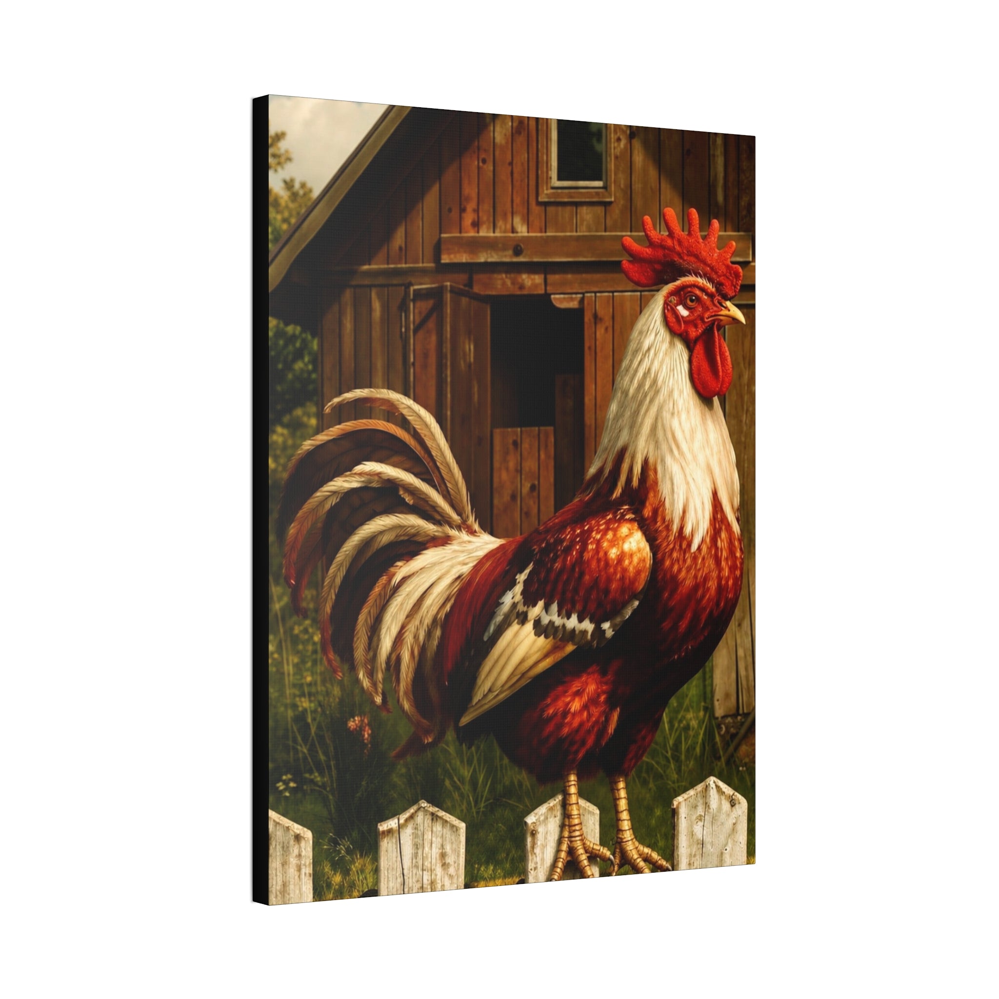 Barnyard Majesty: The Proud Rooster  Canvas Stretched, 1.5''