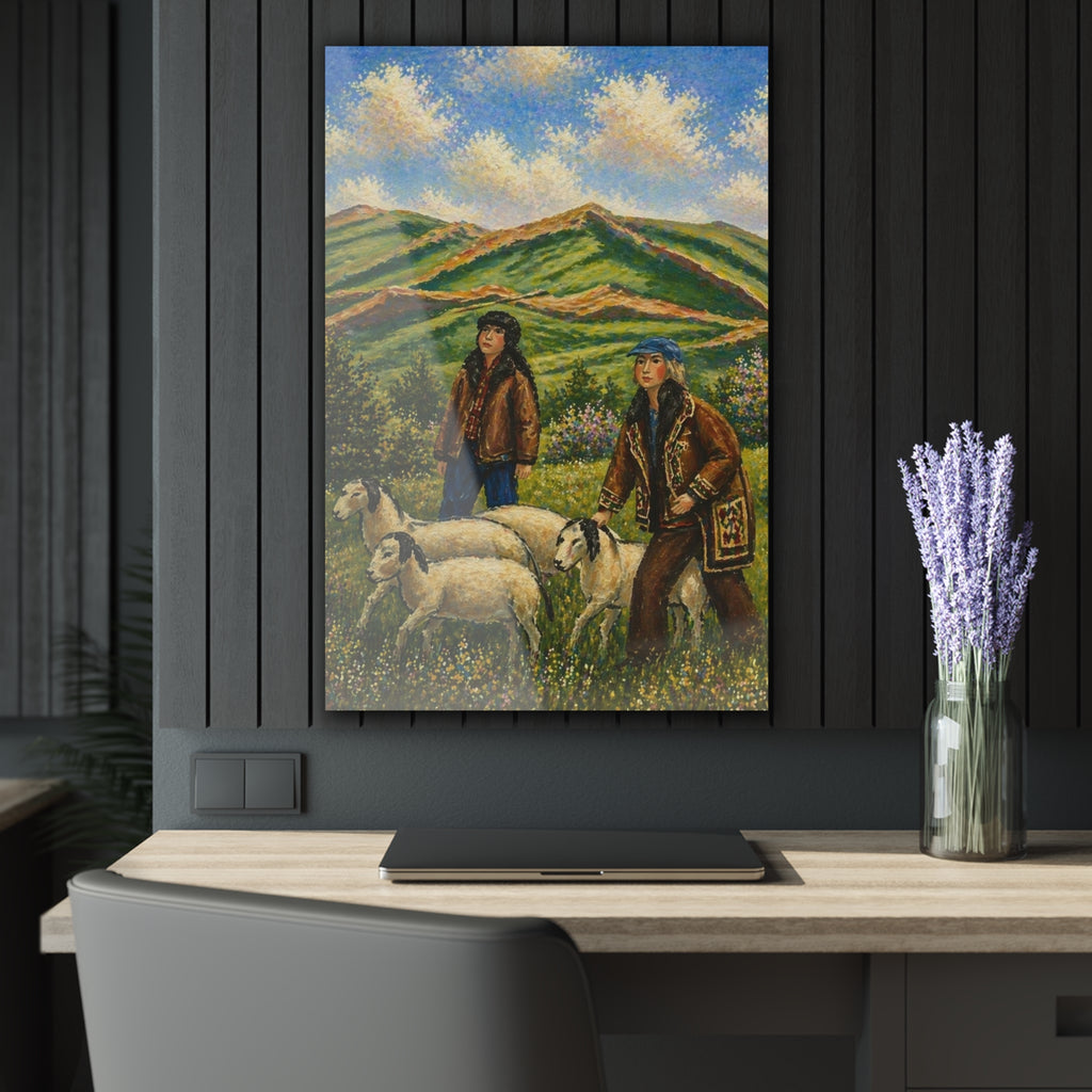 Mountain Shepherds – Rustic Countryside Acrylic Wall Art