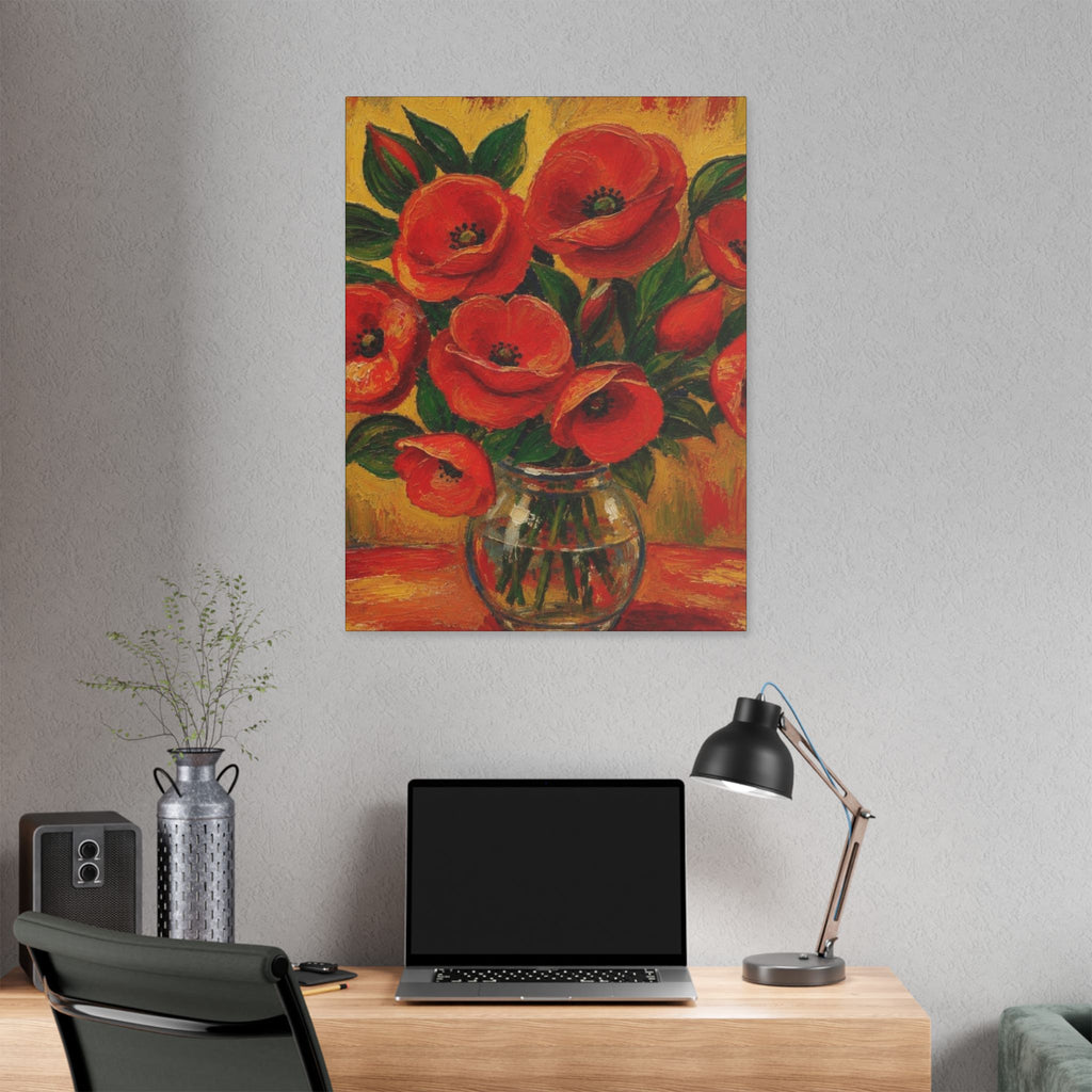 Crimson Poppies in Golden Light  Classic Stretched Canvas