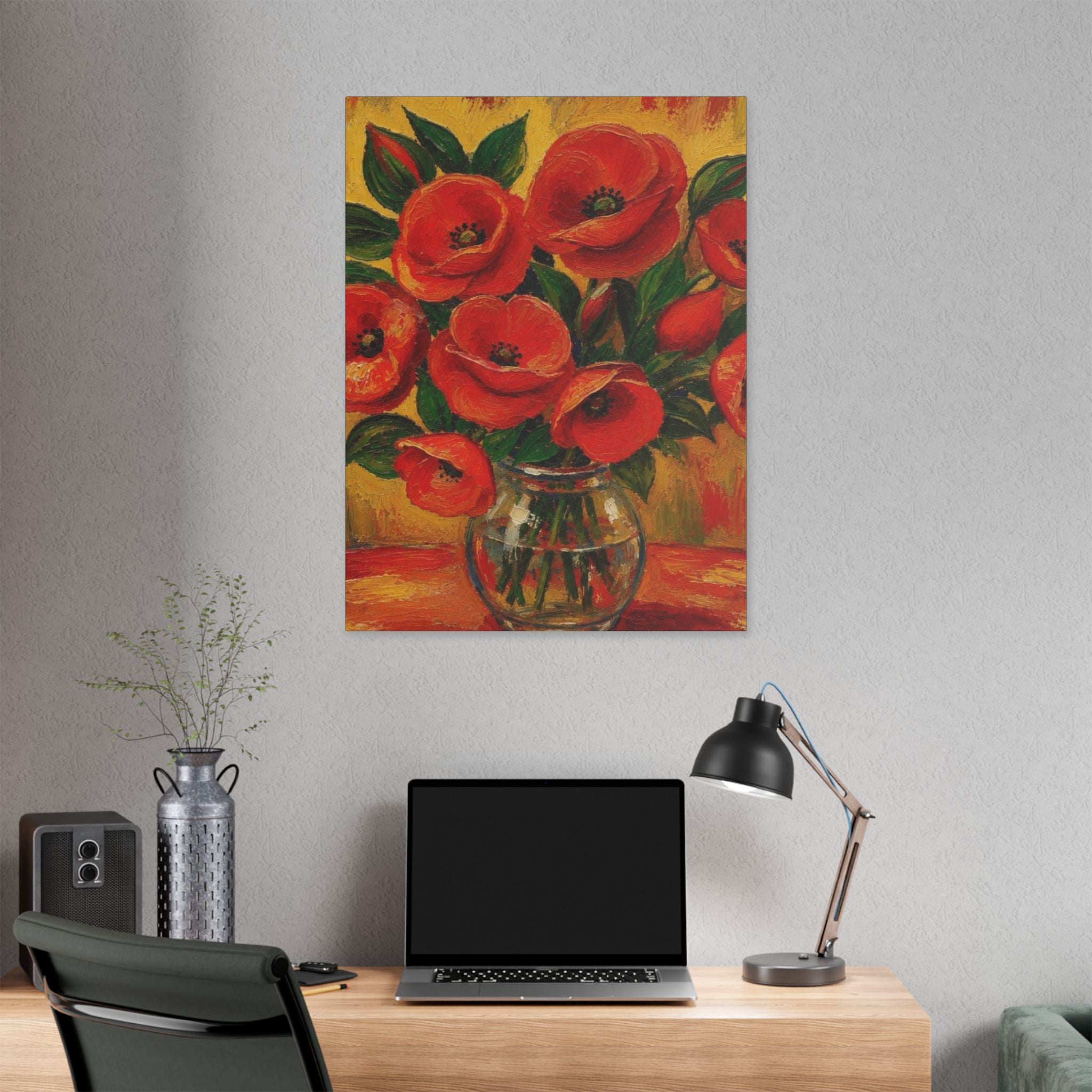 Crimson Poppies in Golden Light  Classic Stretched Canvas