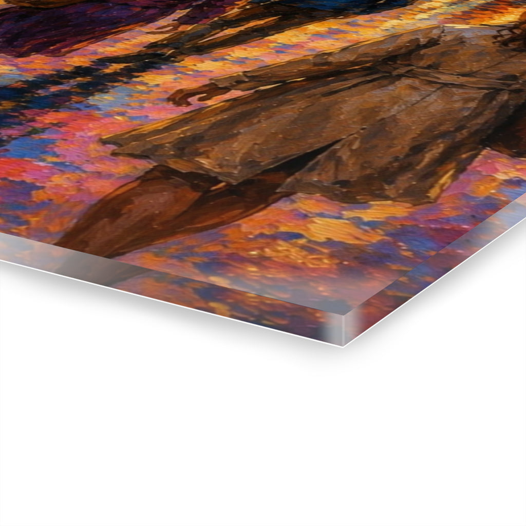 Journey at Sunset  Impressionist Train Station Canvas Art