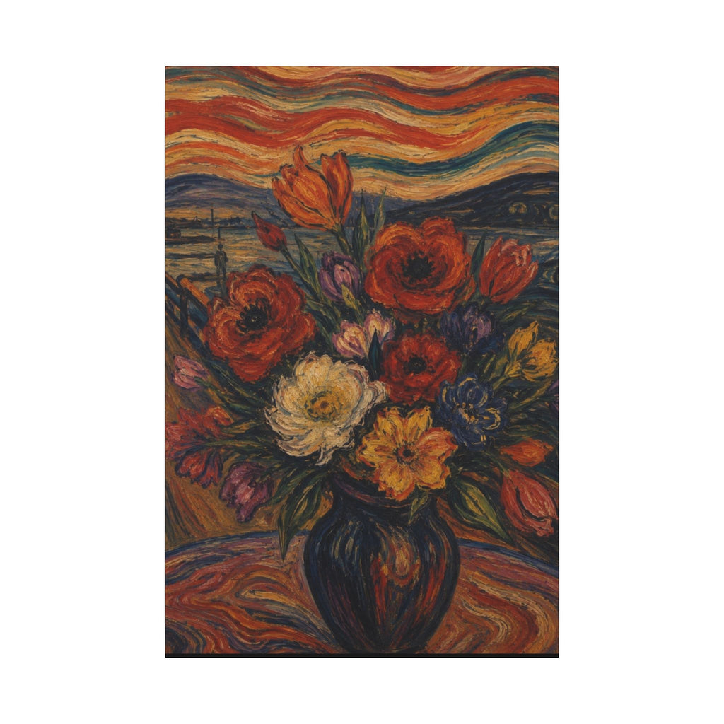 Whispers of the Evening Sky – Expressionist Floral Bouquet Canvas Art Matte Canvas, Stretched, 0.75" (Multi-Size)