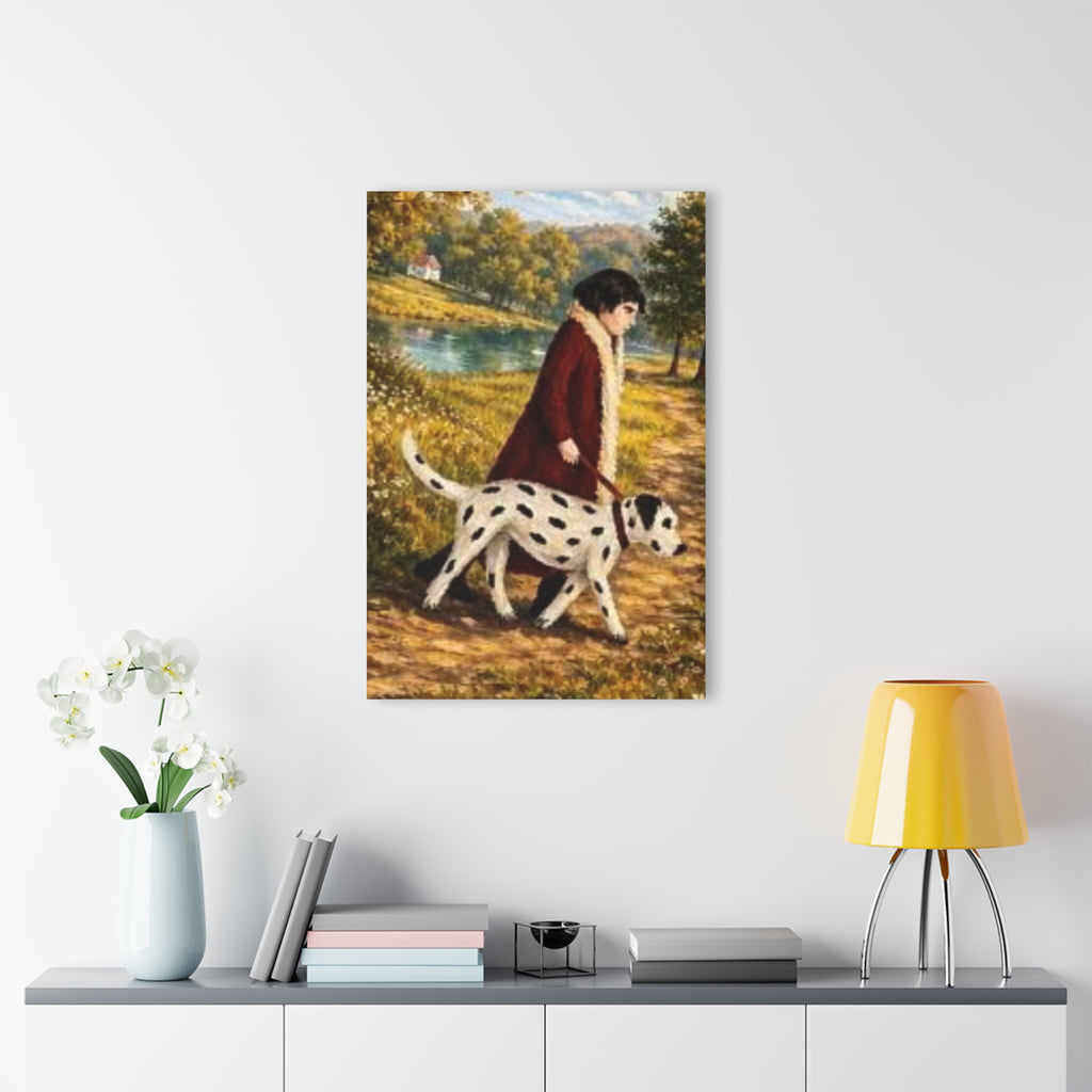 Lakeside Walk with a Loyal Companion Acrylic Prints (French Cleat Hanging)