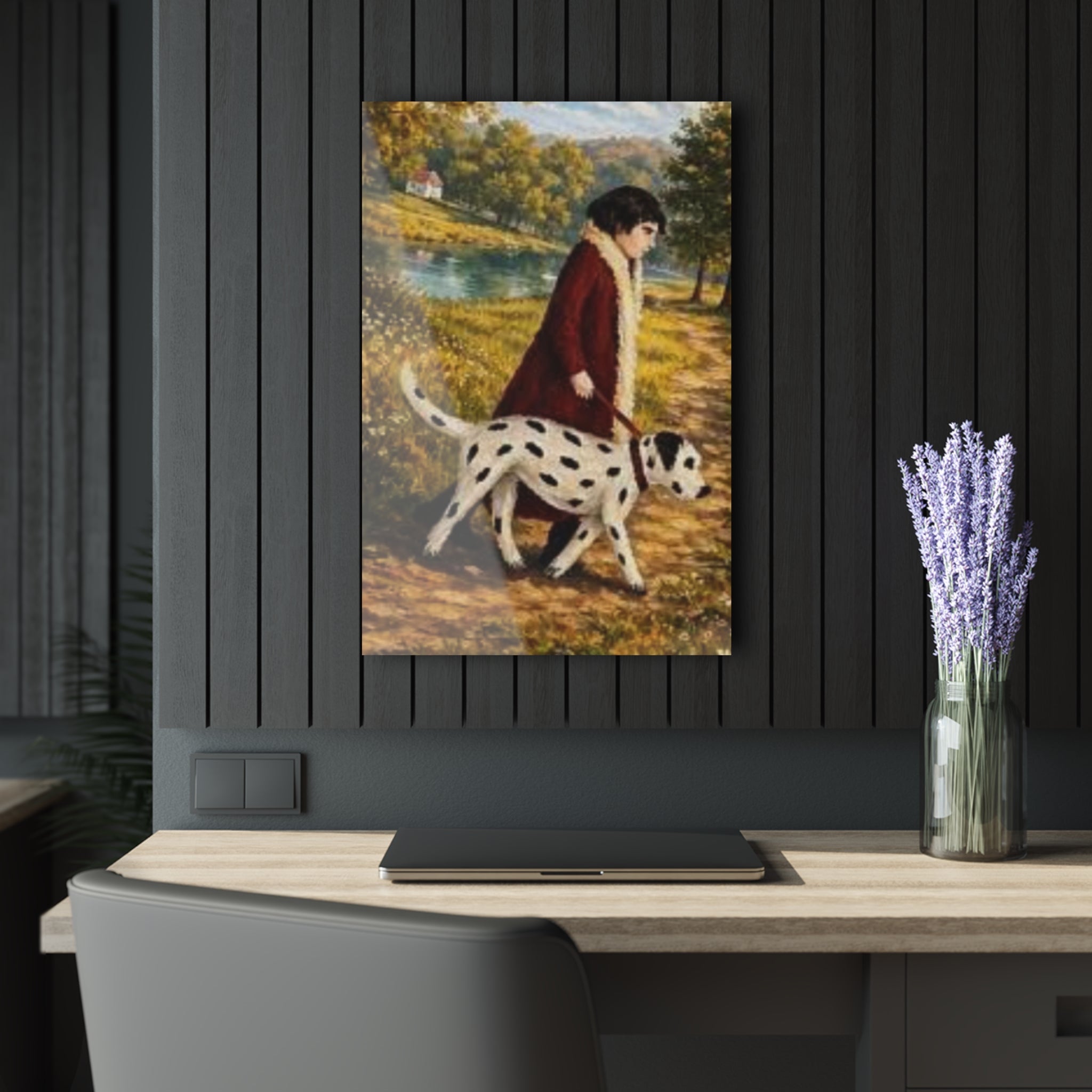 Lakeside Walk with a Loyal Companion Acrylic Prints (French Cleat Hanging)