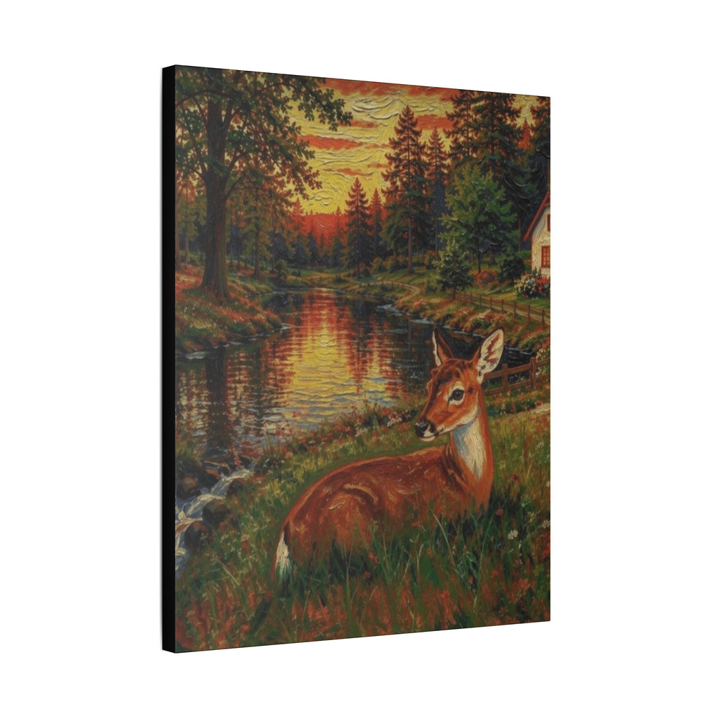 Twilight Guardian by the Woodland Stream  Classic Stretched Canvas