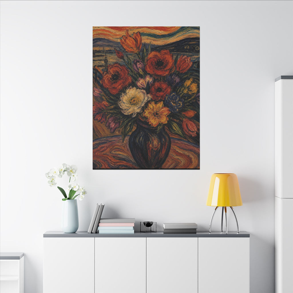 Whispers of the Evening Sky – Expressionist Floral Bouquet Canvas Art Matte Canvas, Stretched, 0.75" (Multi-Size)